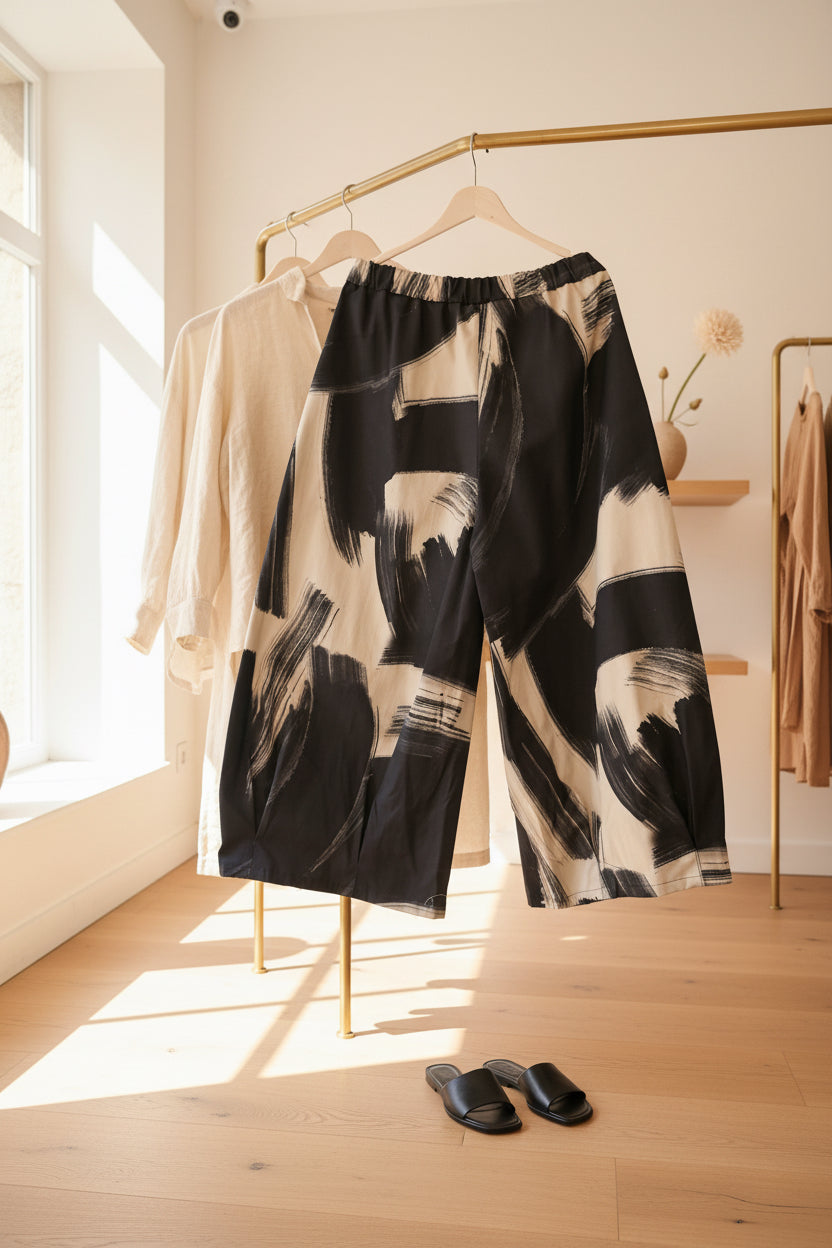Printed Wide-leg Pants
