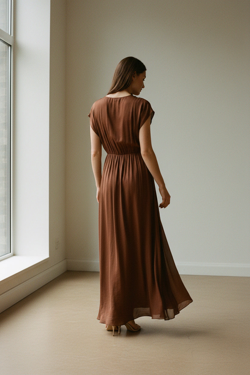 Silk Blend Flowing Maxi Dress