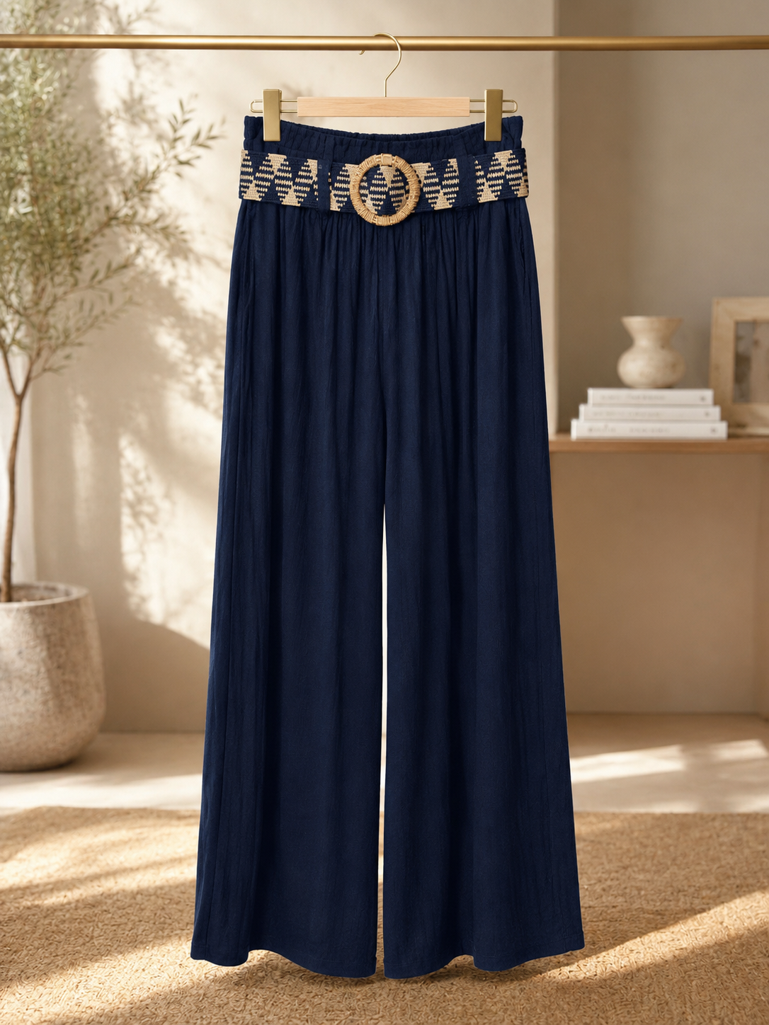 Italian Wide-Leg- Navy & Olive Pants