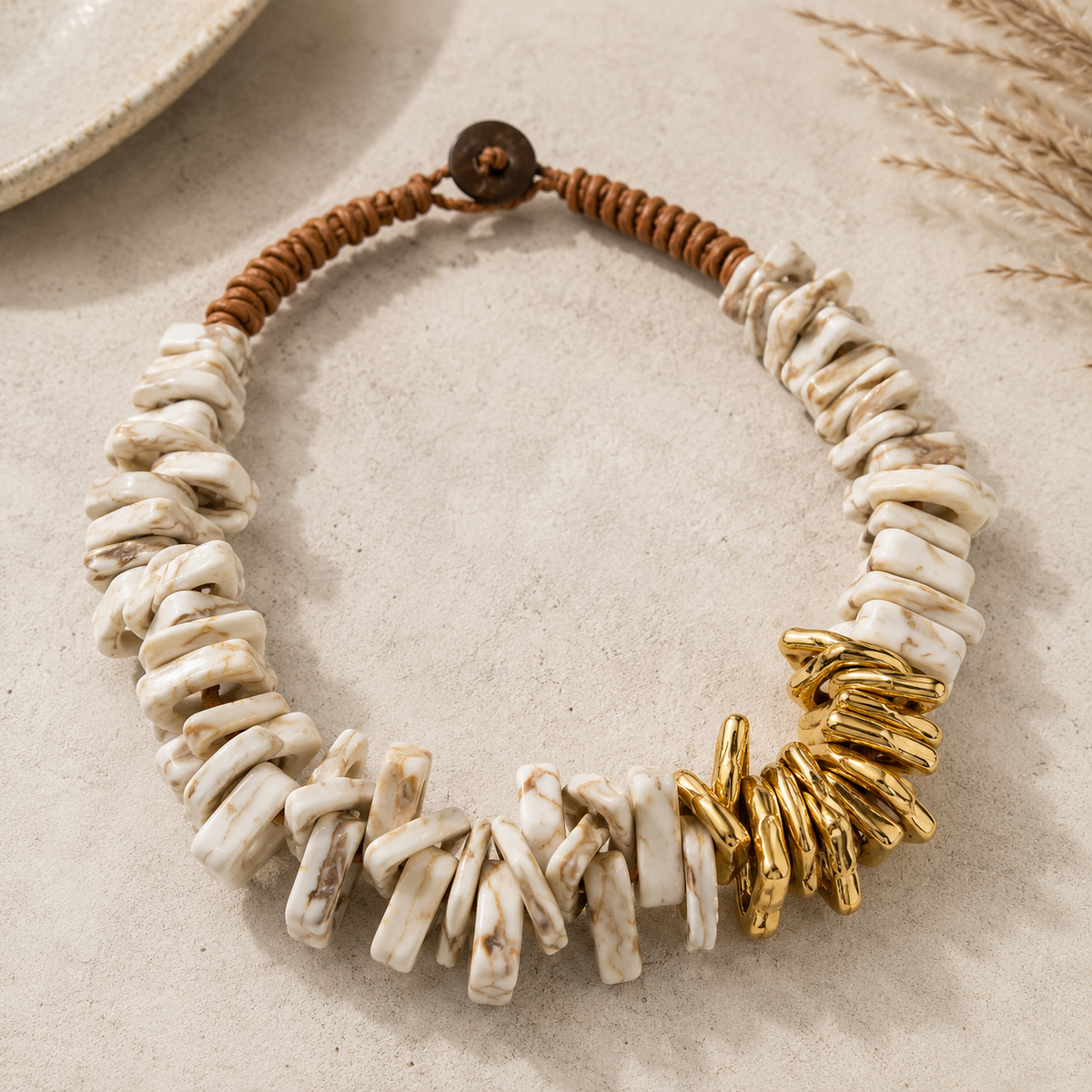 Ivory &amp; Gold Statement Necklace
