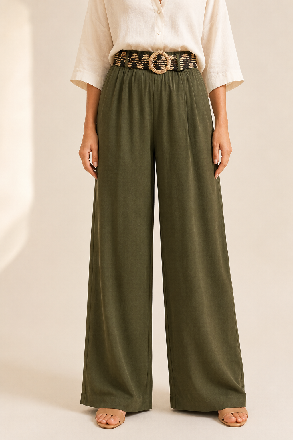 Italian Wide-Leg- Navy & Olive Pants