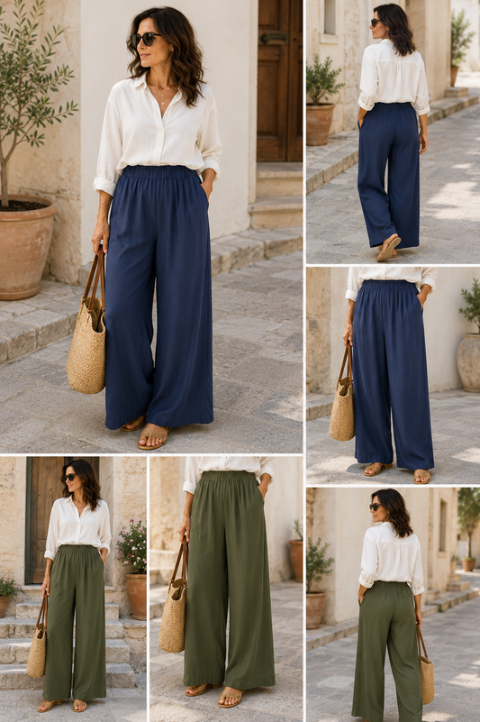 Italian Wide-Leg- Navy & Olive Pants