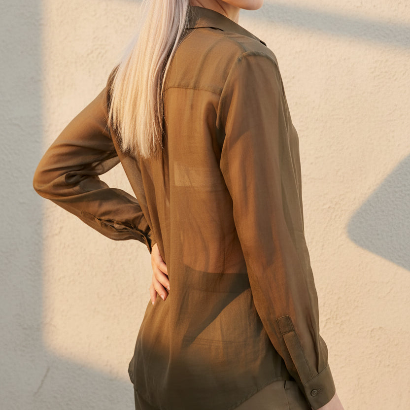 Verona Sheer  Button–Front Blouse