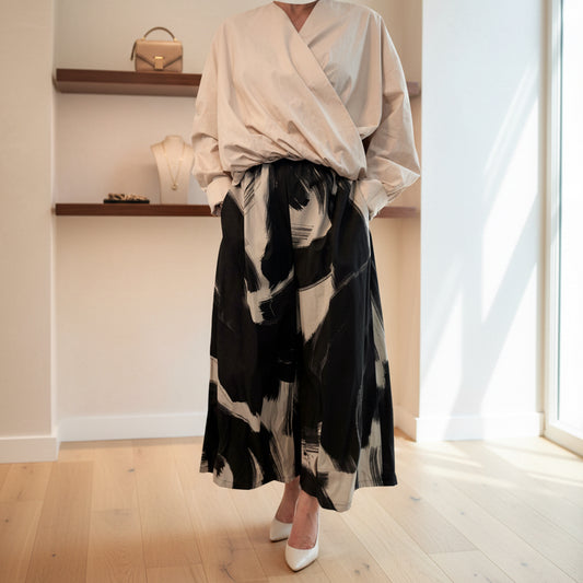 Printed Wide-leg Pants