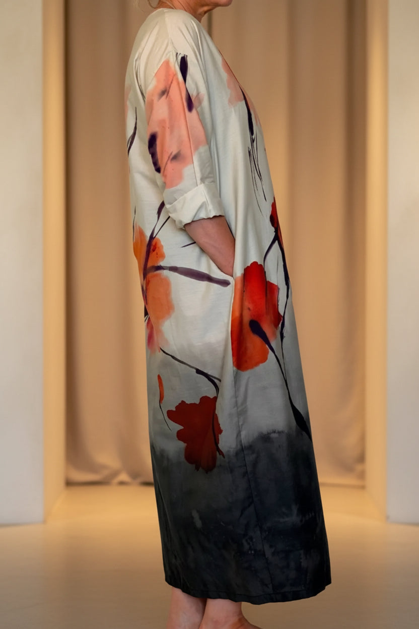 Sunset Bloom Cotton Maxi Dress