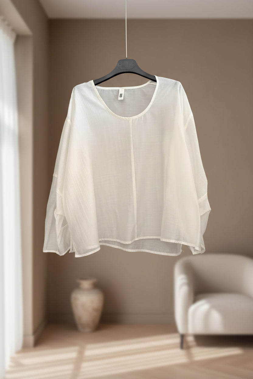 Sheer Lyocelle Oversized One–Size  Blouse