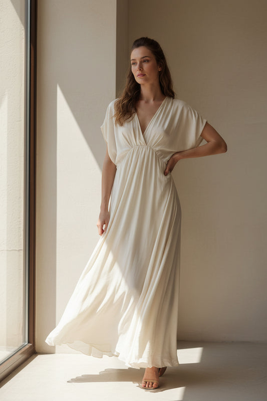Silk Blend  Flowing Maxi Dress