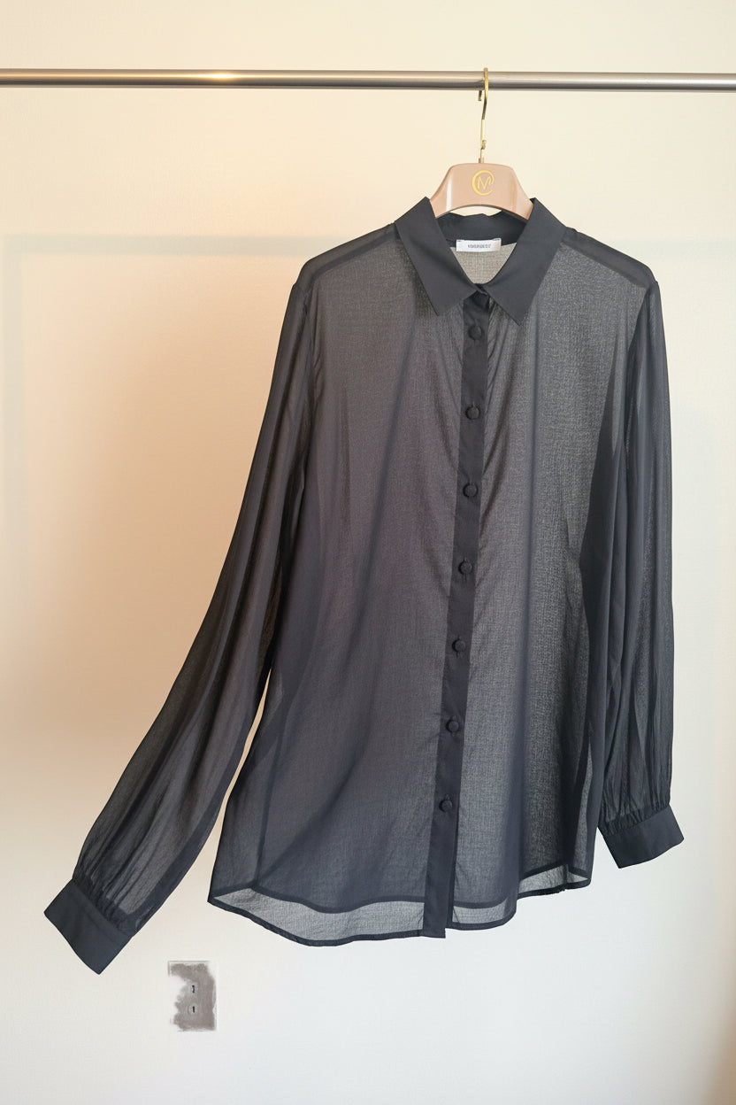 Verona Sheer  Button–Front Blouse