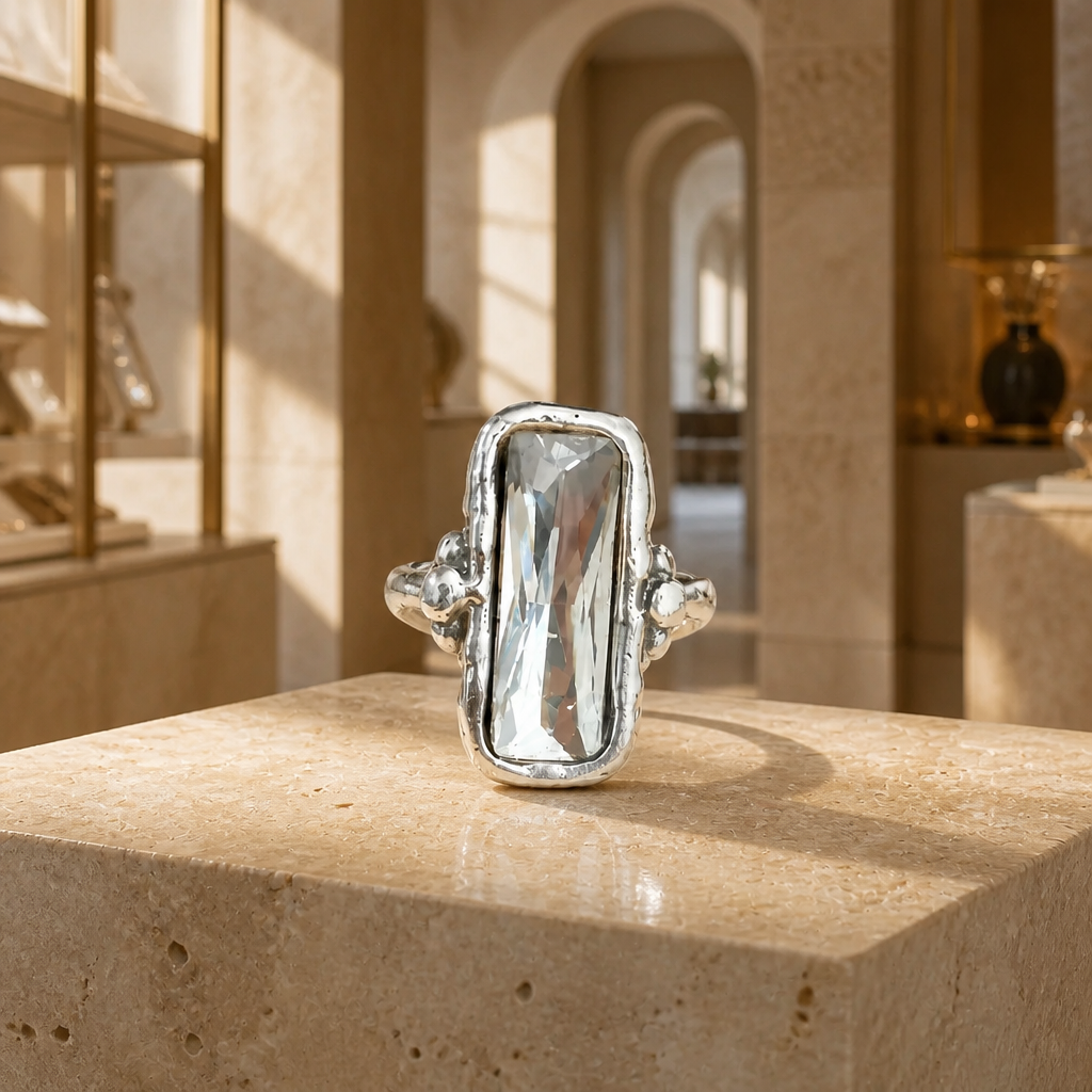 Handcrafted Crystal Statement Ring