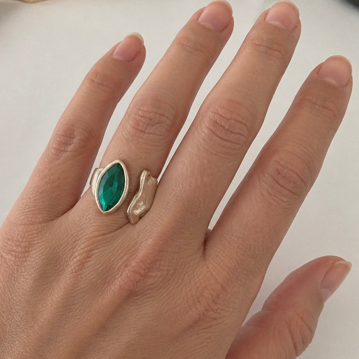 Emerald Sculptural Statement Ring