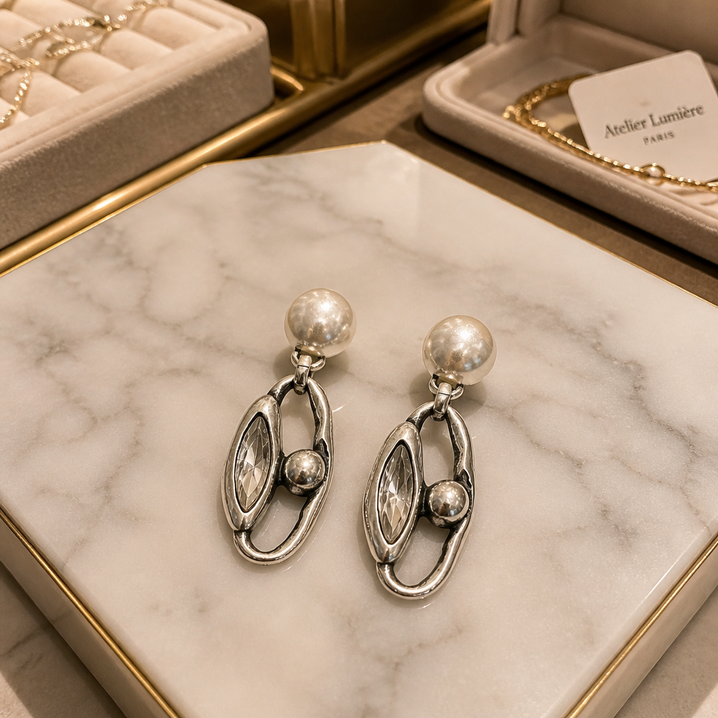 Clear Crystal Statement Drop Earrings