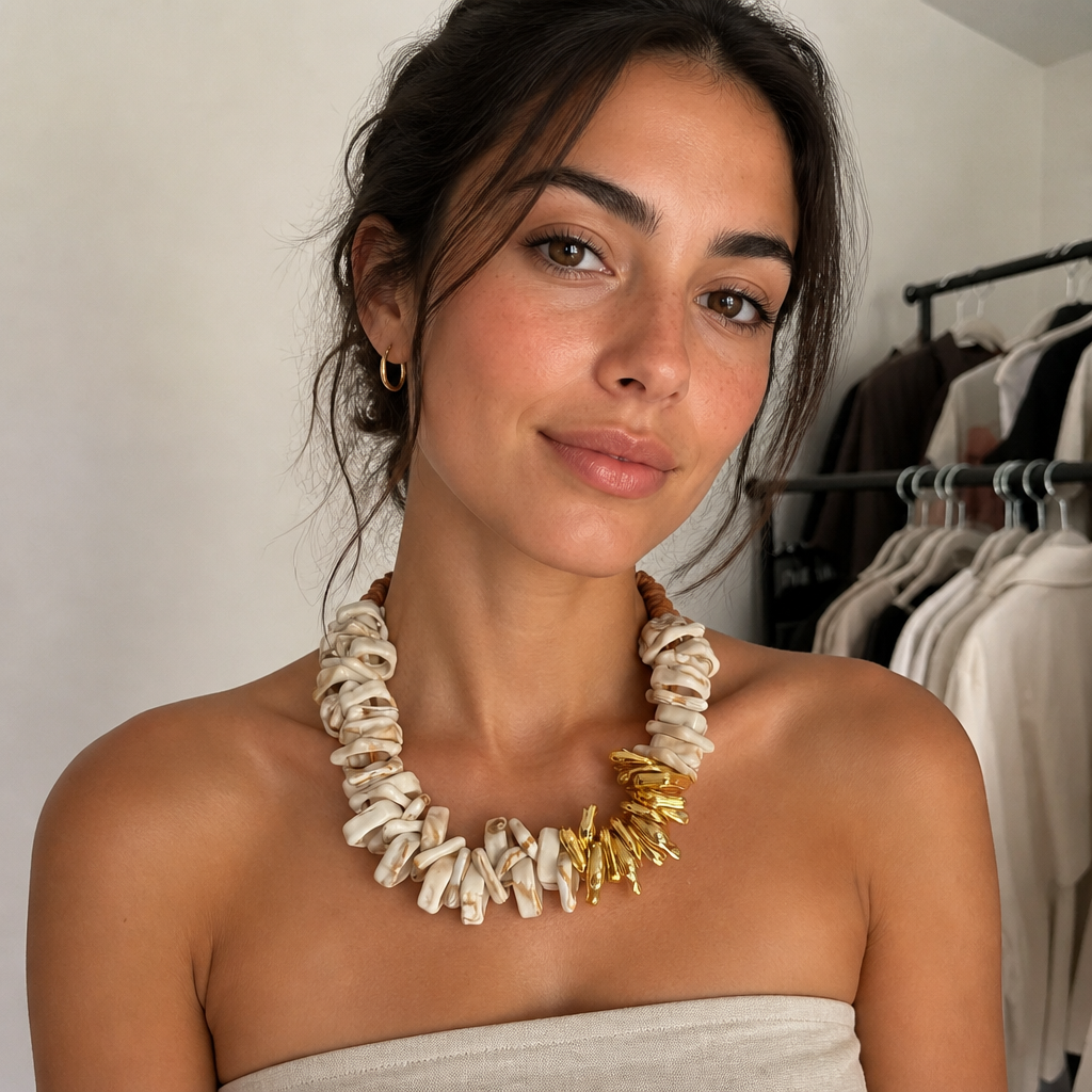 Ivory &amp; Gold Statement Necklace